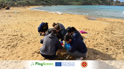 Work before pleasure: Malta FA and volunteers clean up the beach prior to a truly green match!